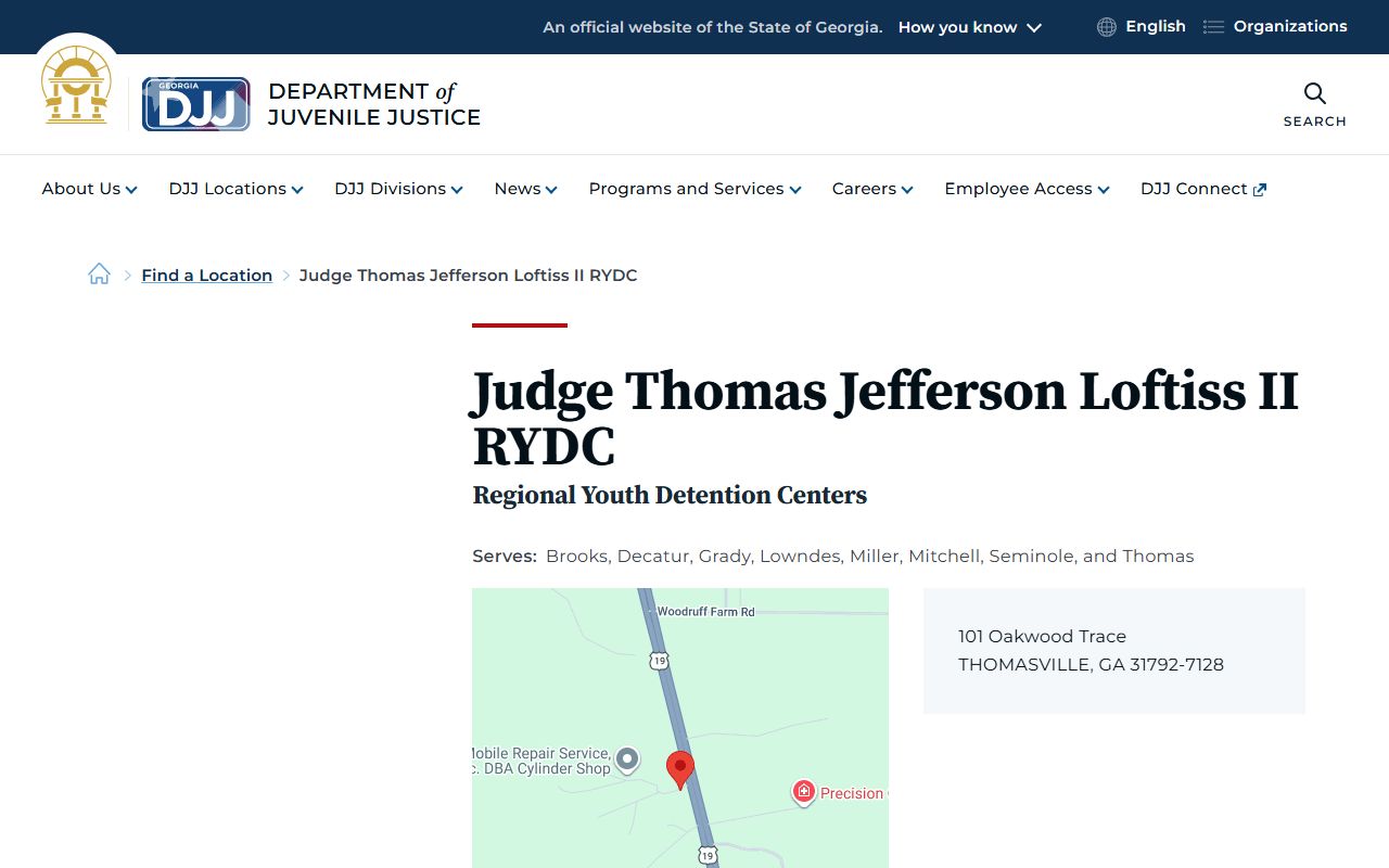 Judge Thomas Jefferson Loftiss II RYDC youth detention facility listing